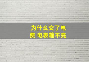 为什么交了电费 电表箱不亮